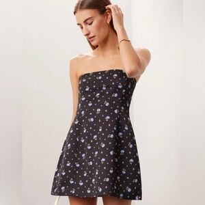 WeWoreWhat Black Floral Mini Dress Size 10 Blue Flower Print Slip Dress